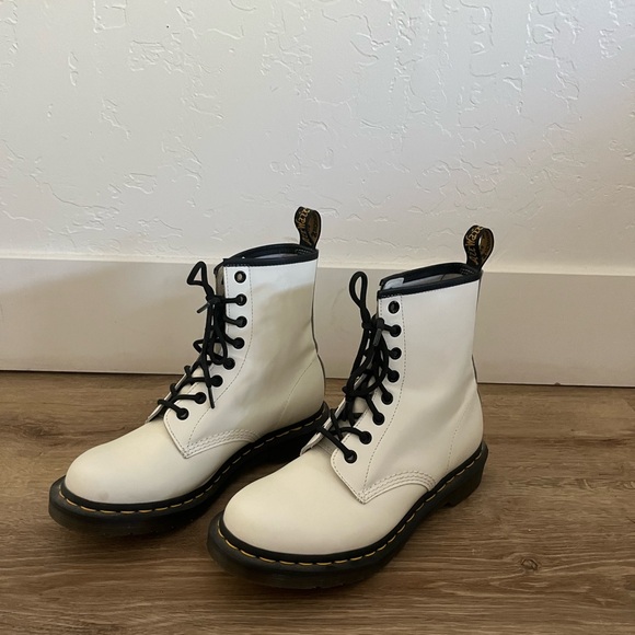 White Lace-Up Doc Marten Boots - Picture 3 of 4